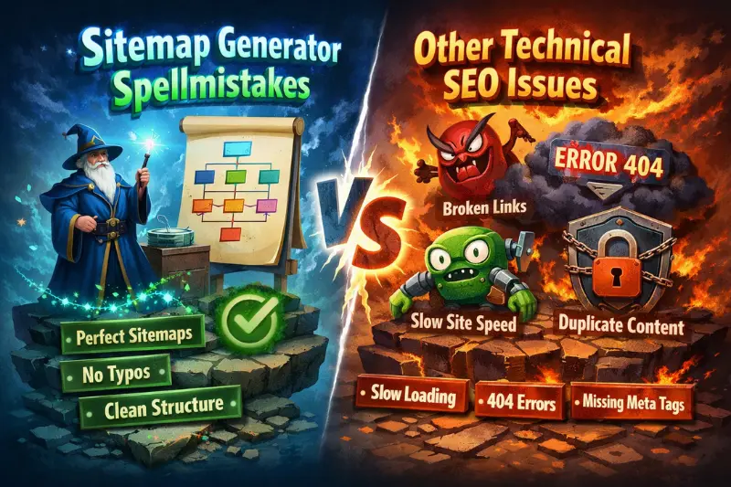 sitemap generator spellmistakes vs other technical seo issues